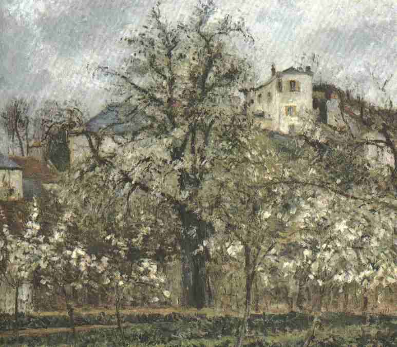 Camille-Pissarro--Zahrada-a-stromy-v-kvetu%2C-jaro-v-Pontoise