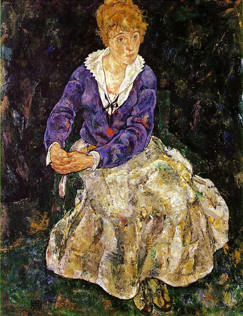 Egon-Schiele--Portret-umelcovy-zeny---sedici